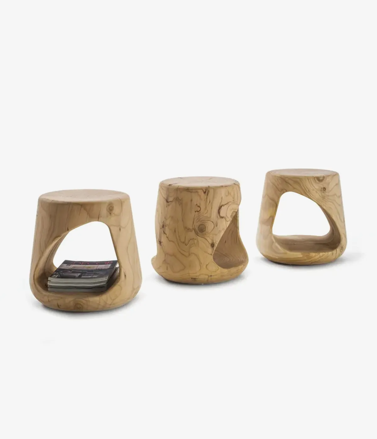 Low stool in solid cedar wood Geppo