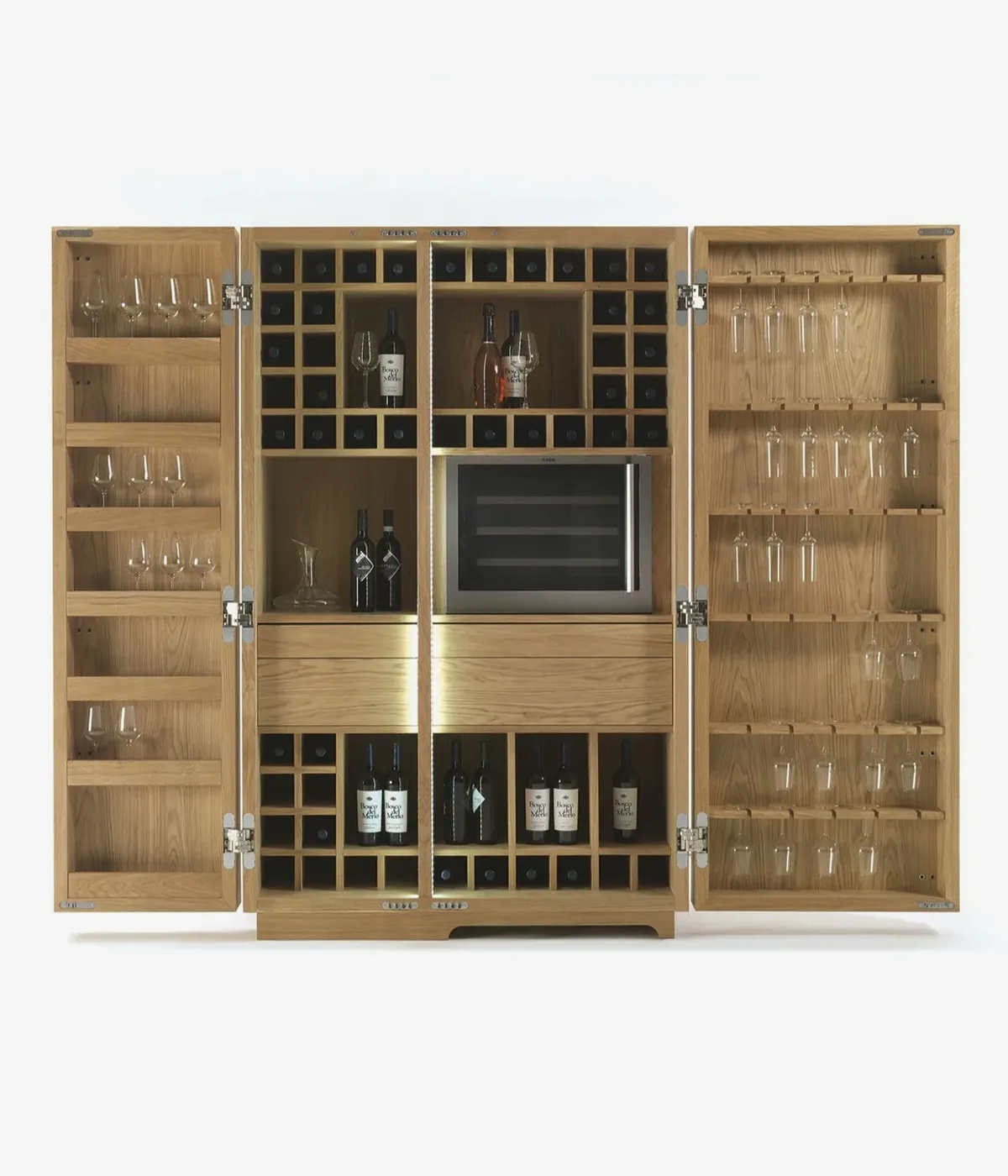 Multifunction storage cabinet in blockboard and solid wood Cambusa Wine