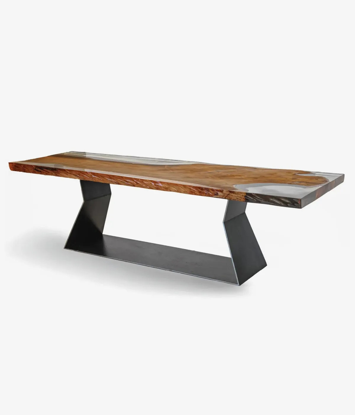 Rectangular table with Kauri solid wood and iron base KAURI BEDROCK by Riva 1920